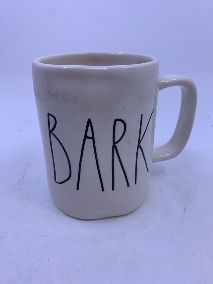 WHITE "BARK" COFFEE MUG-RAE DUNN.