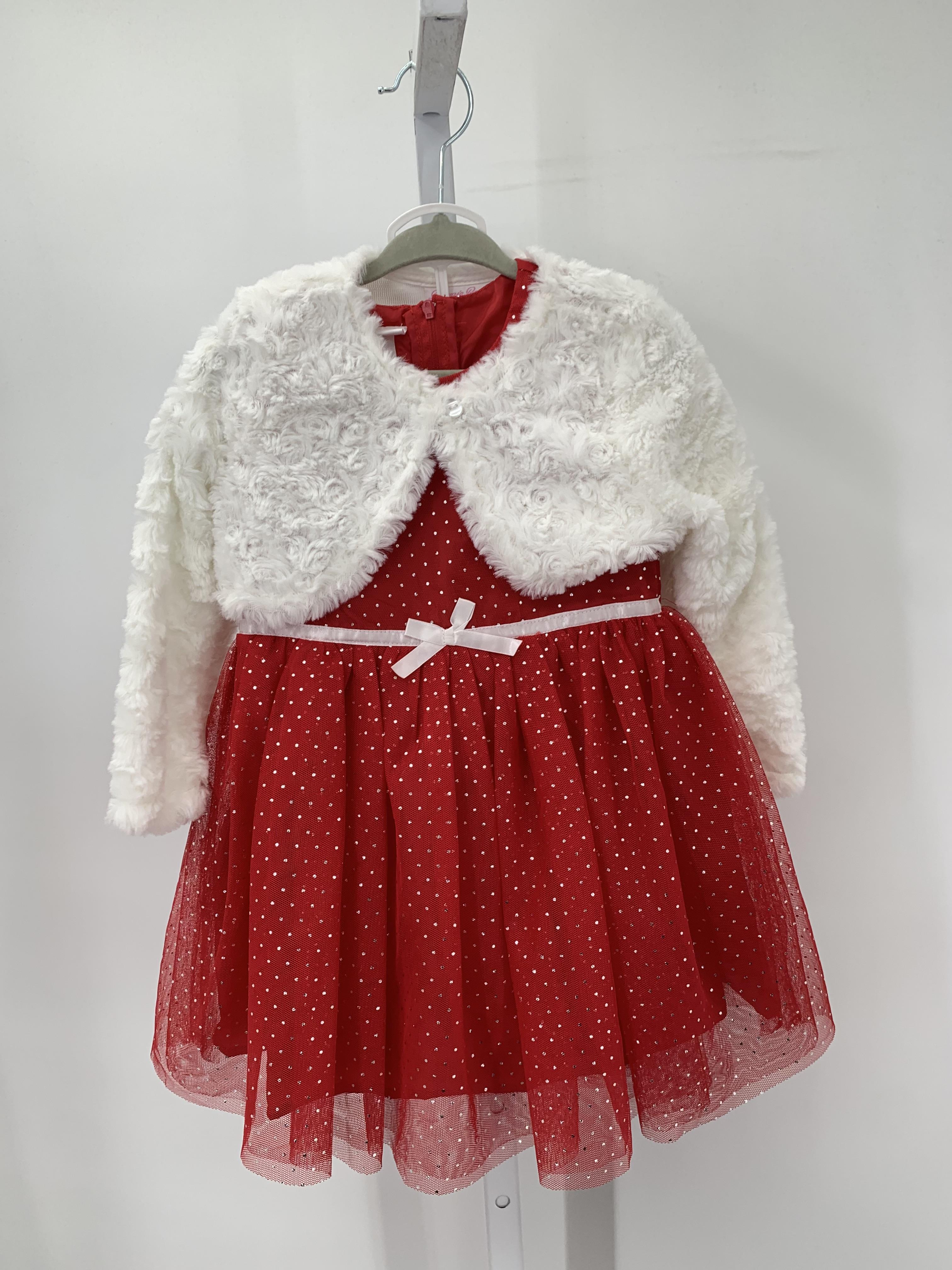 FAUX FUR CARDIGAN RED SLEEVELESS DRESS AND DIAPER COVER