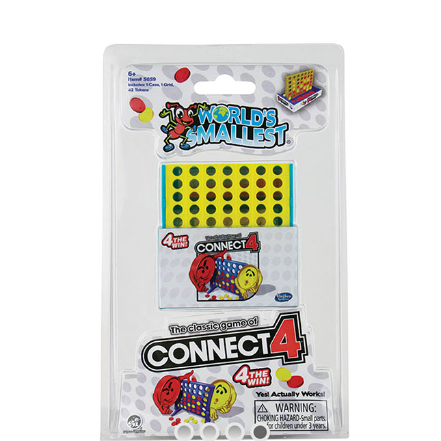 World’s Smallest Connect 4 Mini Game – Classic 4-in-a-Row Toy with Case  Grid &