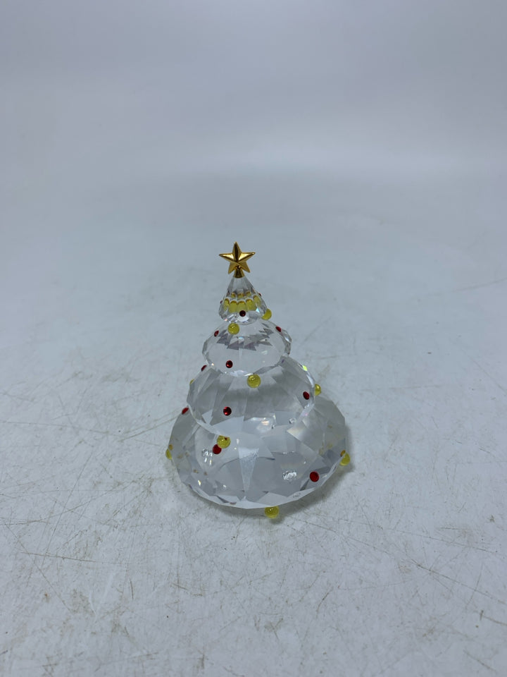 MINI SWAROVSKI CRYSTAL CHRISTMAS TREE COLORFUL ORNAMENTS IN BAG.