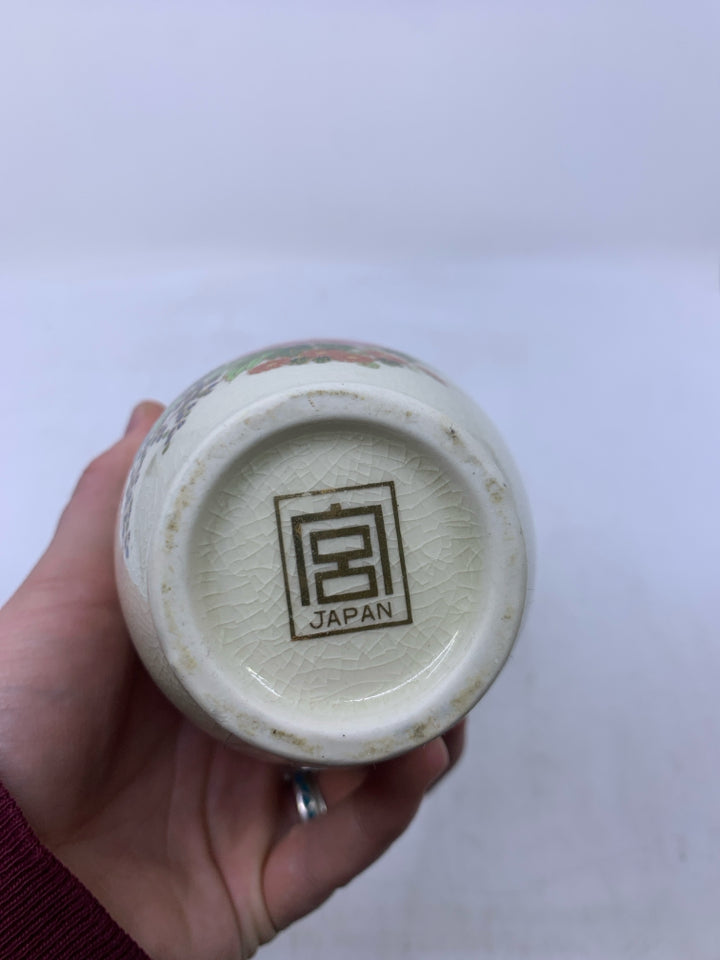 IVORY CRACKLE VASE W/ COLORFUL BOUQUET.