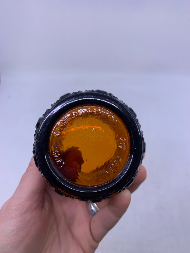 DARK BROWN TEXTURED GLASS TEA LIGHT HOLDER SCALLOP EDGE.