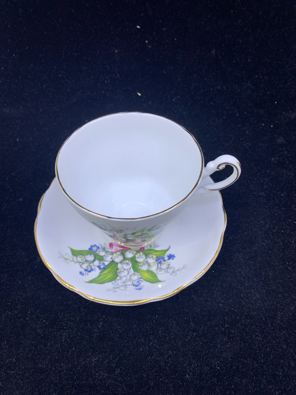 SNOW BELL FLOWER TEA CUP AND SAUCER.