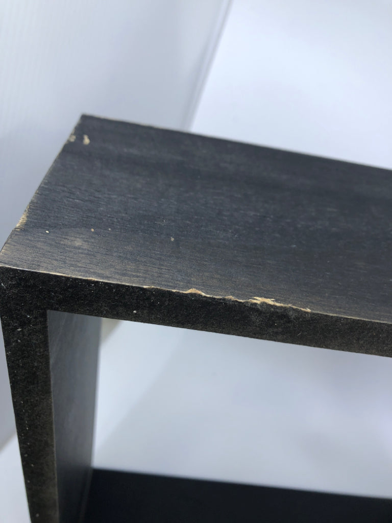3 BLACK CUBE SHELVES.