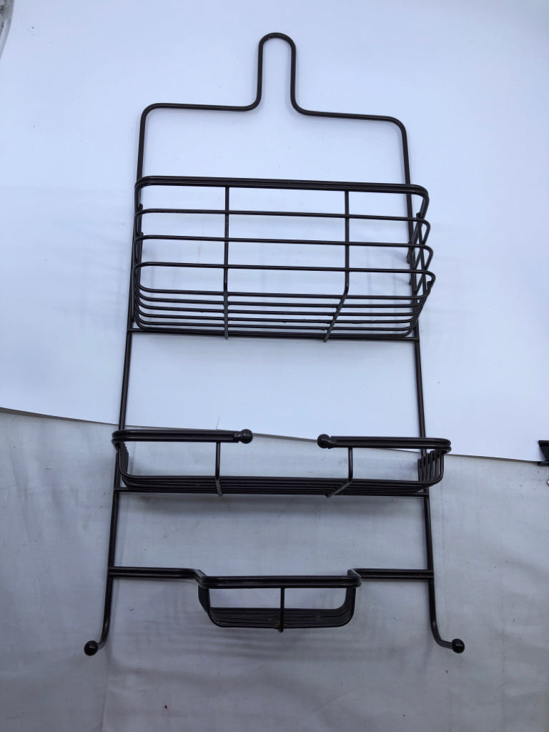 BROWN METAL SHOWER CADDY.