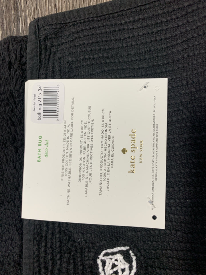 NWT BLACK/WHITE POLKA DOT BATH RUG.