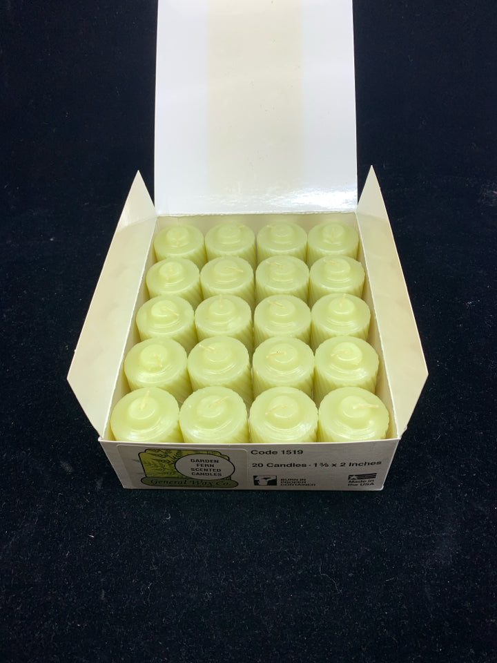 NIB 20 GARDEN FERN SCENTED CANDLES.