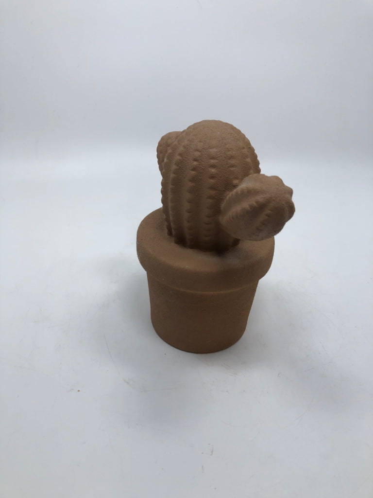 BROWN CERAMIC CACTUS.
