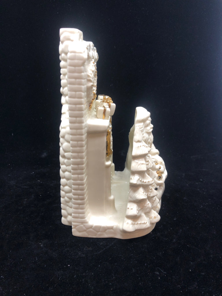 LENOX CHINA SANTA FIREPLACE CANDLE HOLDER IVORY.