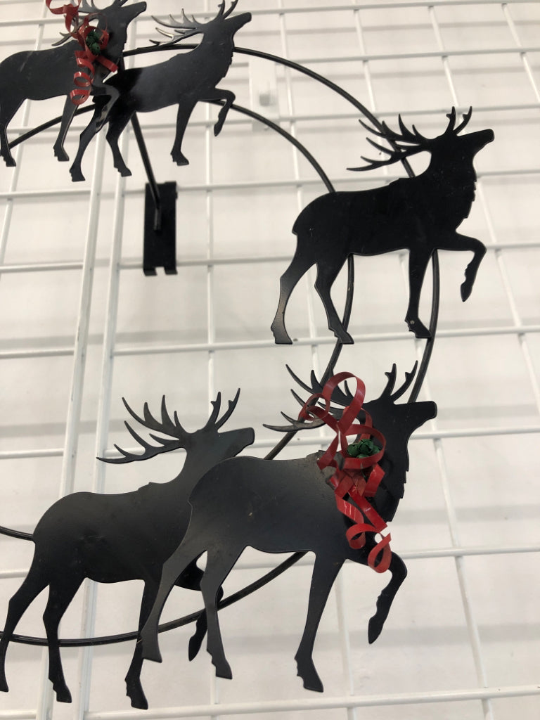 FLYING REINDEER METAL WREATH.