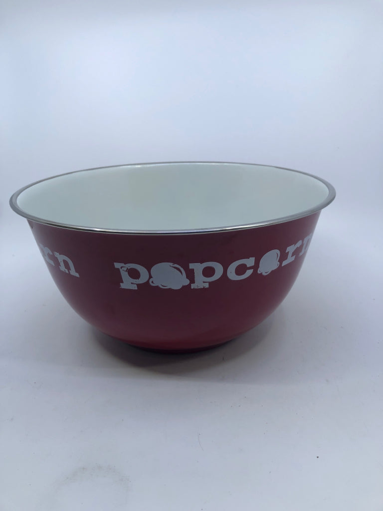 METAL RED POPCORN BOWL.