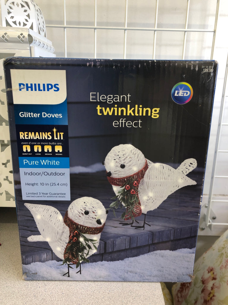 NIB GLITTER DOVES LIGHT UP BIRDS PHILLIPS.