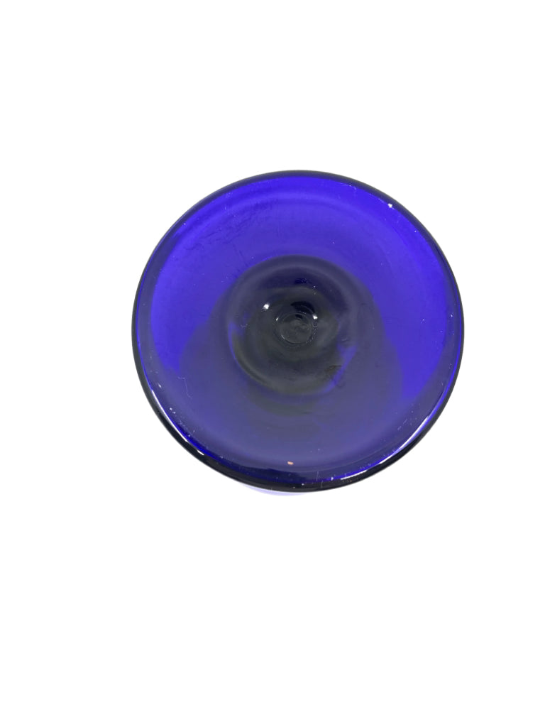 4 COBALT BLUE WINE GLASSES.