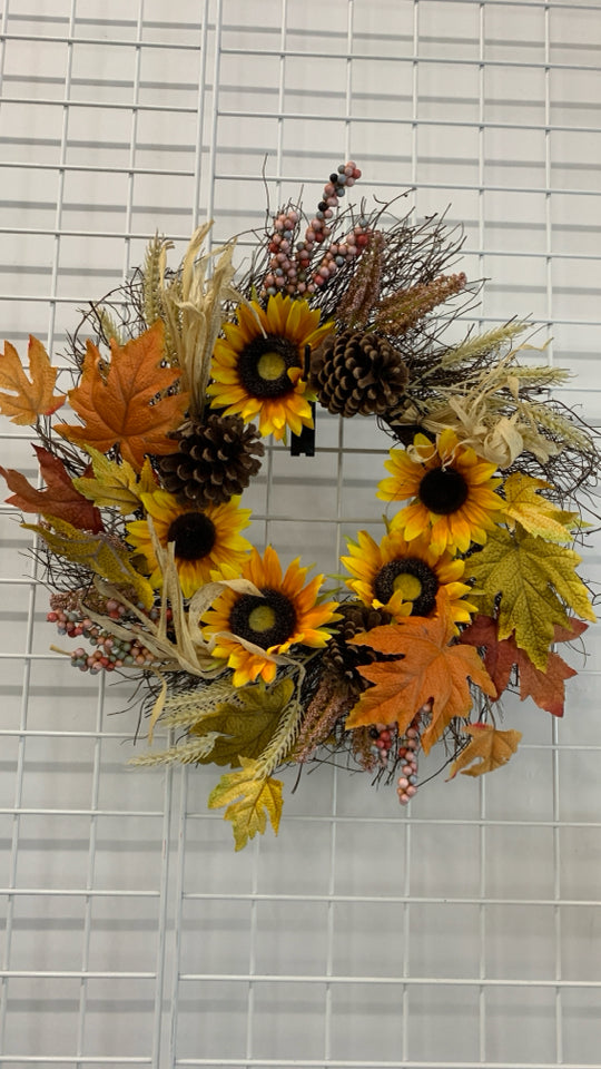 FALL WREATH W/PINECONES.