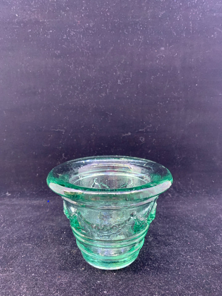 HEAVY THICK GREEN GLASS TINTED BOWL.