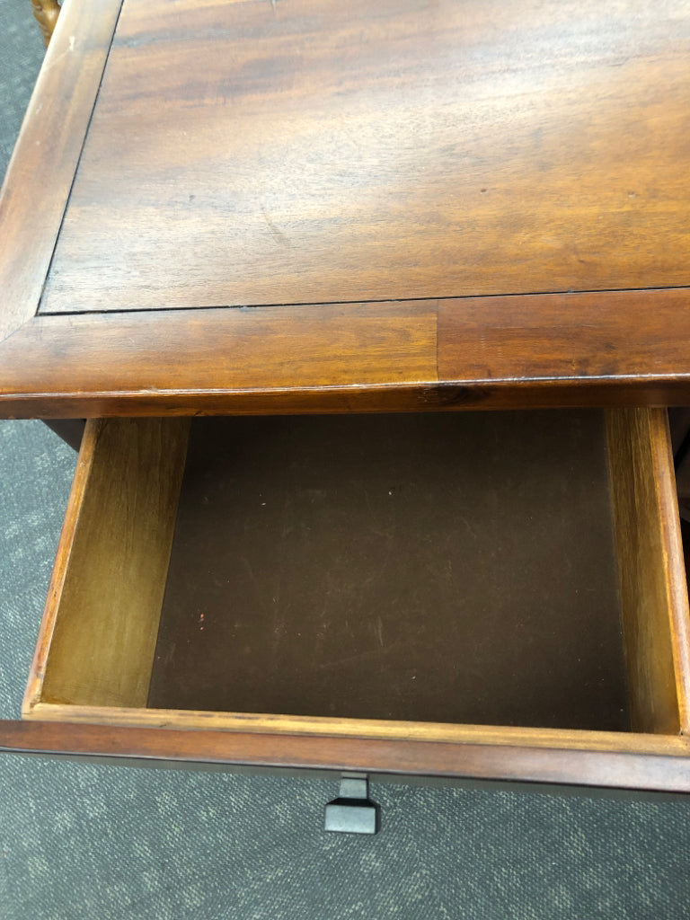 DARK WOOD 3 DRAWER 2 CABINET BUFFET W WINE RACK.