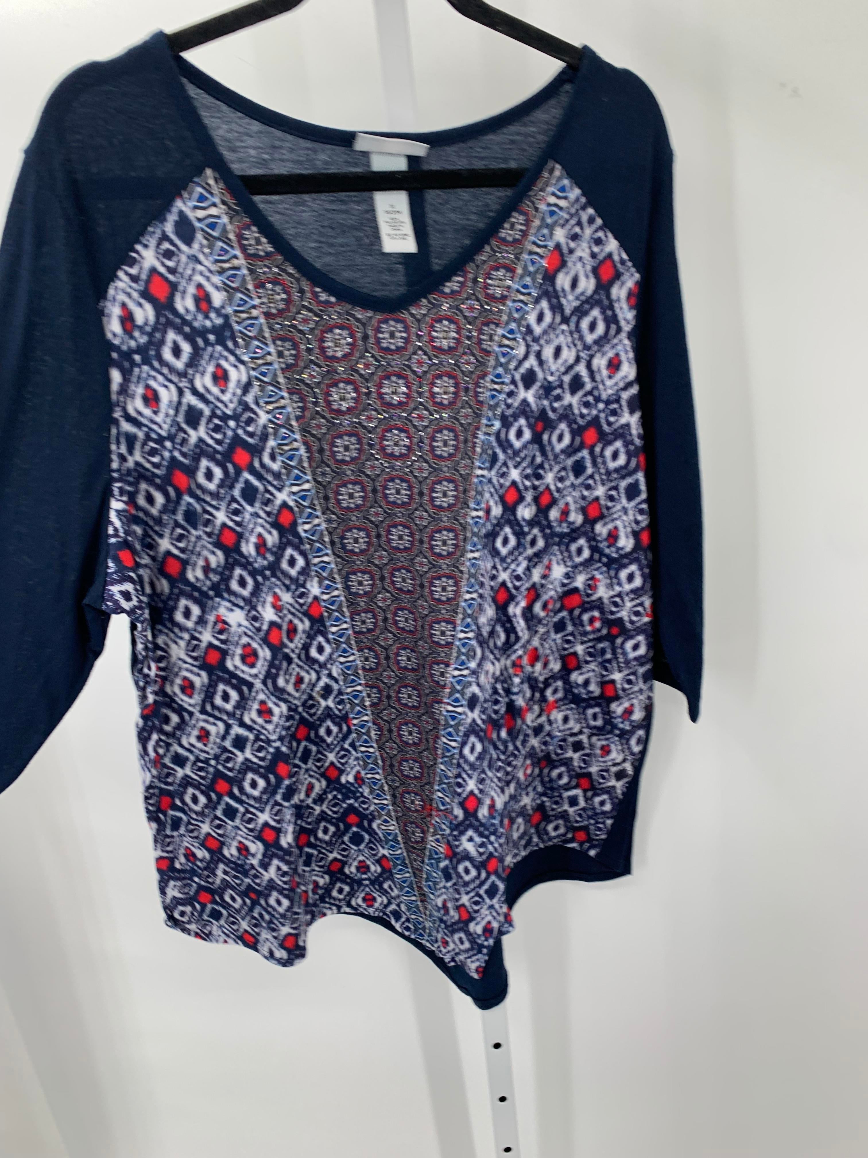 Catherine Size 1X Womens 3/4 Sleeve Shirt