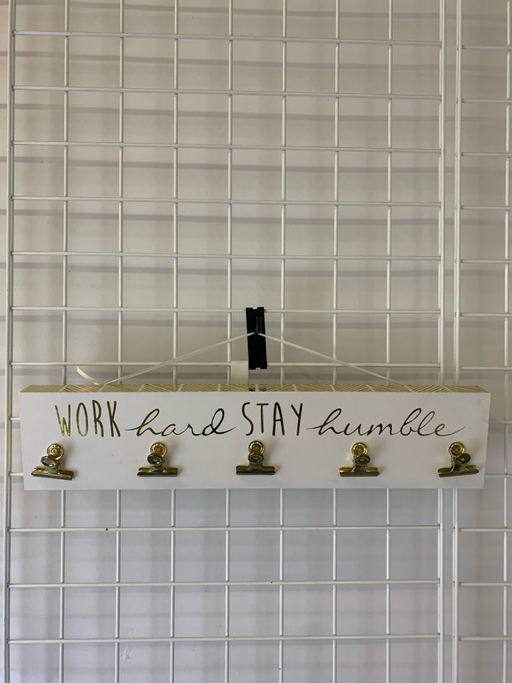 WORK HARD PHOTO CLIP WALL HANGING.