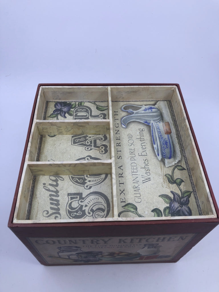 3 PRIMITIVE STYLE NESTING BOXES W/ DIVIDED REMOVABLE INSERTS.