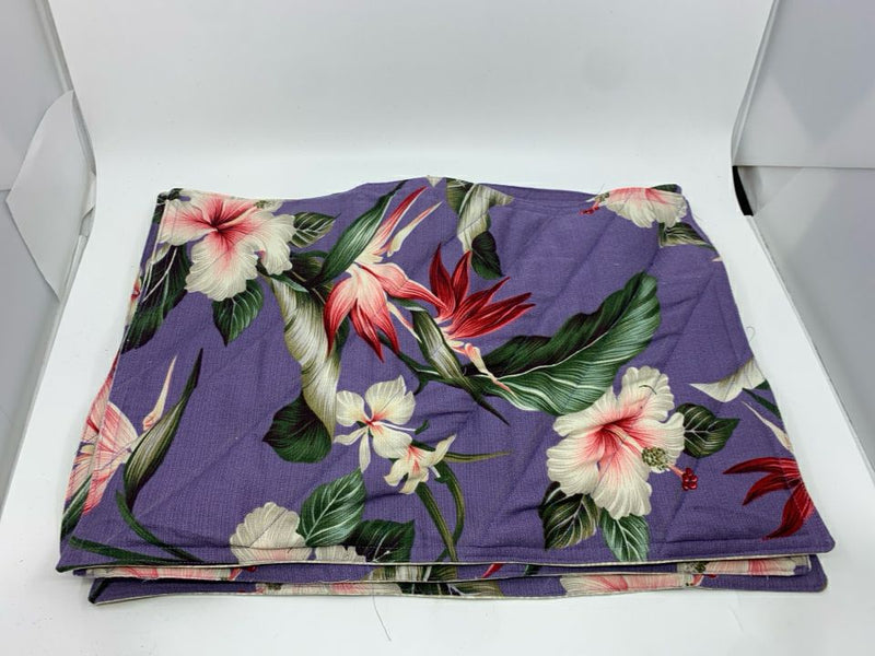 4 PURPLE W WHITE FLORAL PLACE MATS.