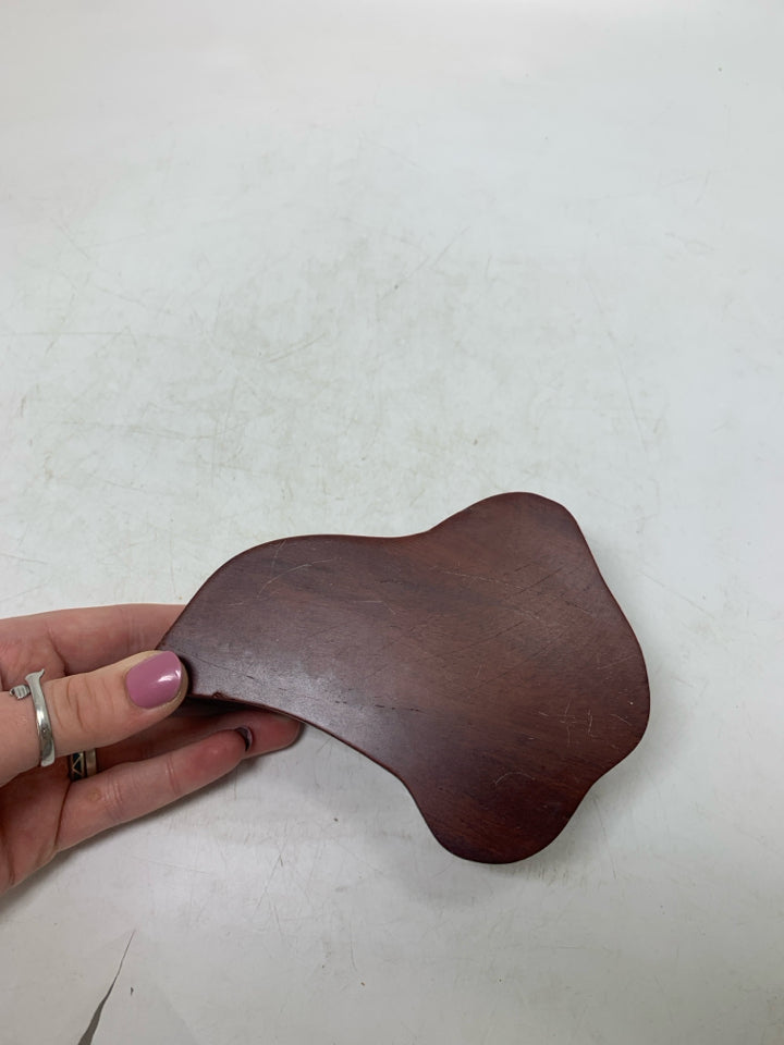 DARK WOOD CARVED CHERRIES PUZZLE TRINKET BOX.