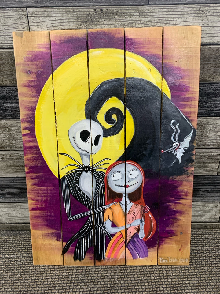 NIGHTMARE BEFORE CHRISTMAS PAINTED WOOD DECOR.