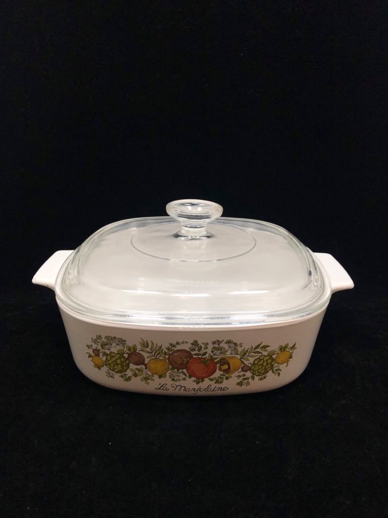 CORNINGWARE SPICE OF LIFE CASSEROLE DISH W/LID.