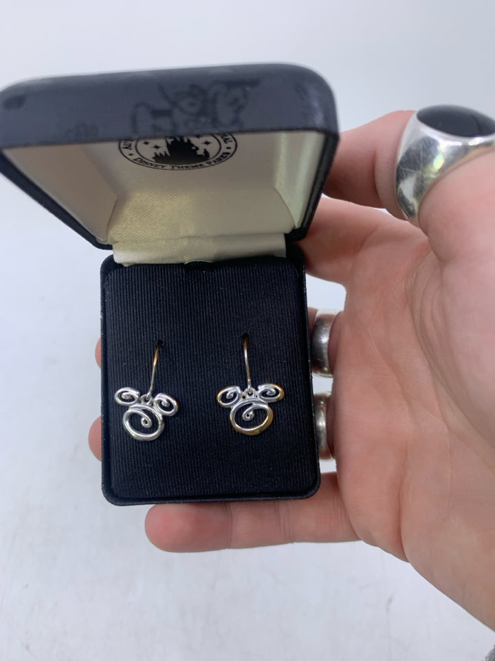 Sterling Silver Swirl Mickey Wire Earrings