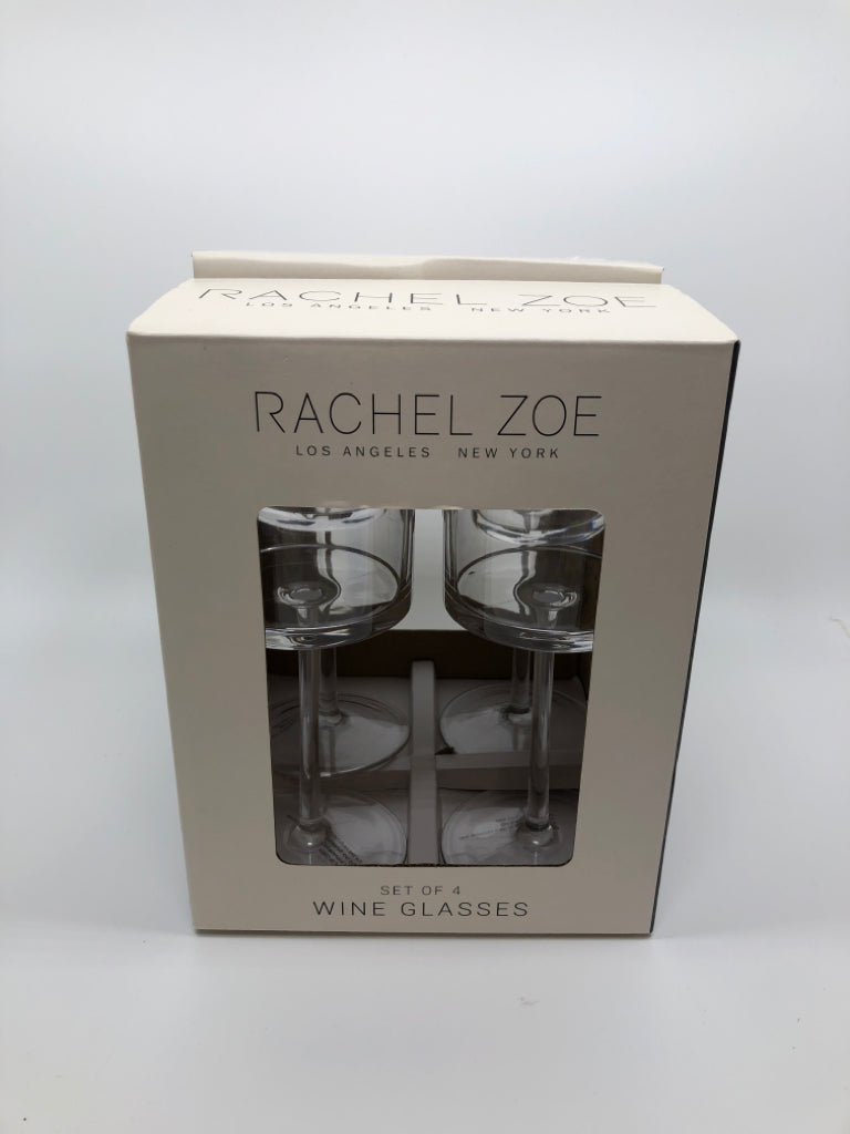 NIB 4 RACHEL ZOE WINE GLASSES.
