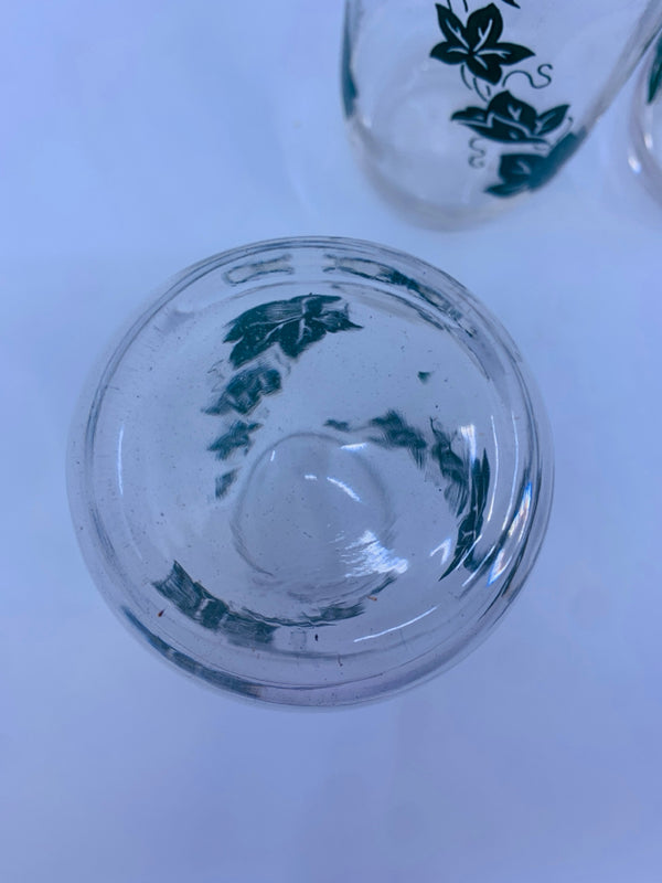 6 VTG GREEN LEAVES WATER GLASSES.