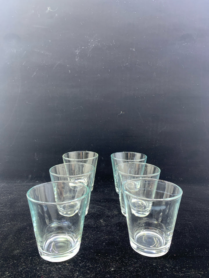 6 SHORT JUICE GLASSES.