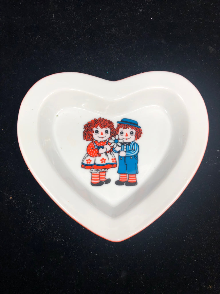 VTG RAGEDY ANN AND ANDY HEART DISH.