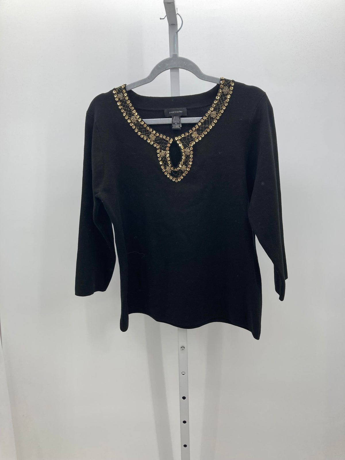 Pointelle Size X Large Petite Petite 3/4 Sleeve Sweater