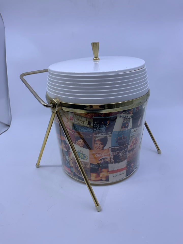 VTG ICE BUCKET W MOVE POSTERS W METAL HANDLE.