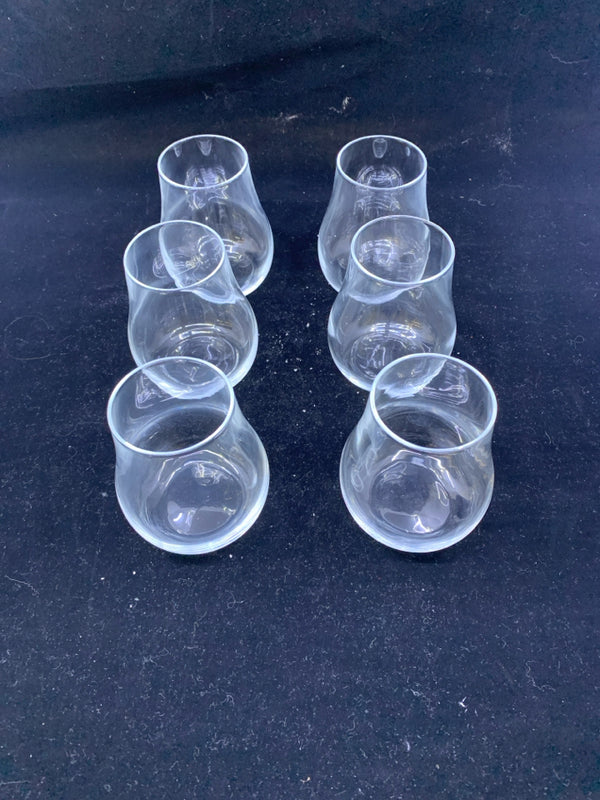 6 GLASS PEAR SHAPE WINE GLASSES.