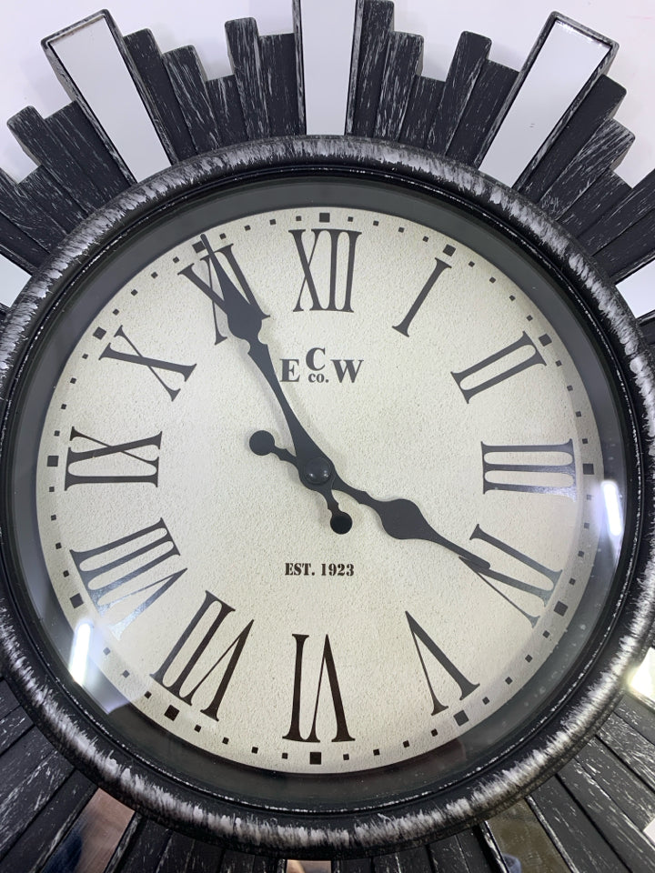 CLOCK W/MIRROR & WOOD.