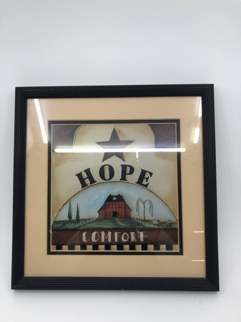 HOPE WALL HANGING IN BLACK FRAME.