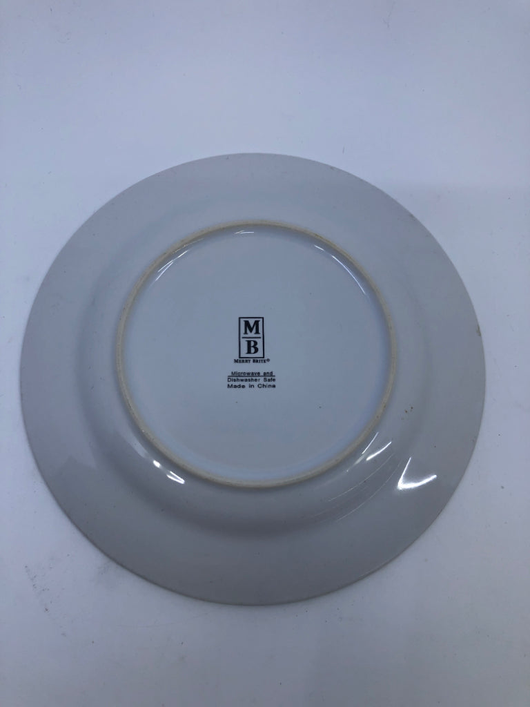21 PC WHITE/BLUE SNOWMAN DINNER SET.