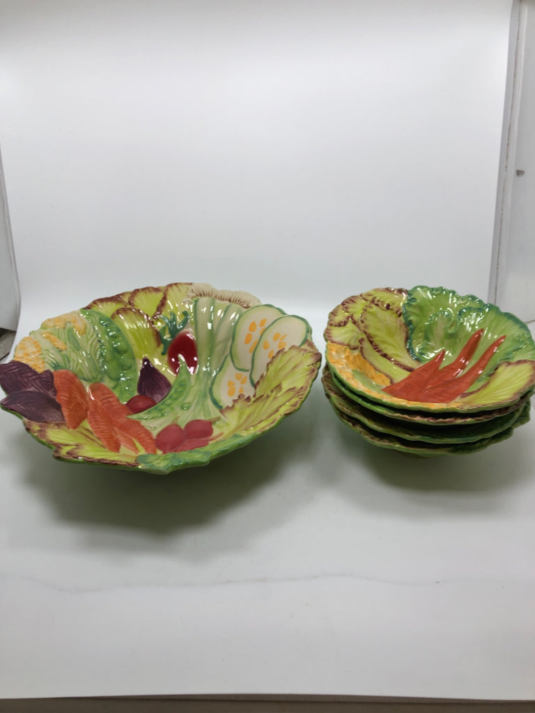 5PC TEXTURED SALAD SERVING SET.