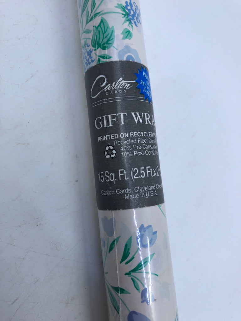 NIP BLUE FLORAL WRAPPING PAPER.