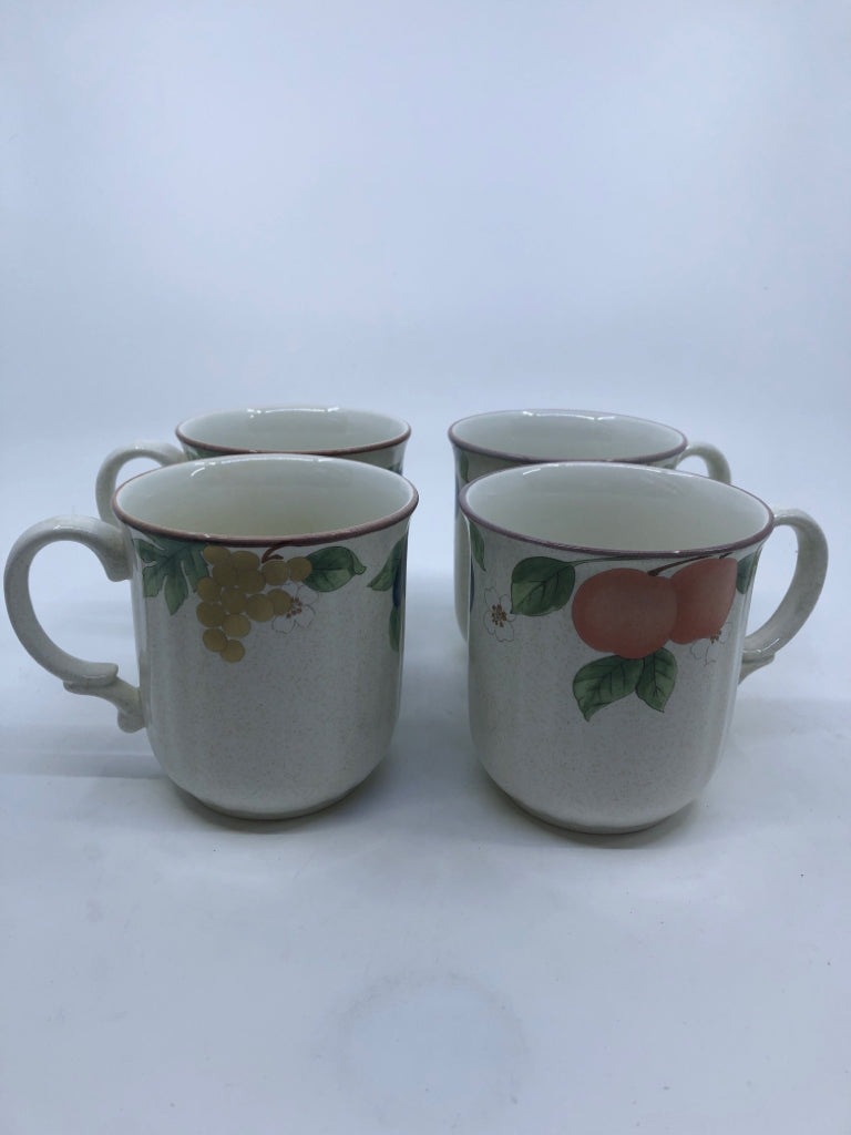 4 MIKASA FRUIT PANORAMA PATTERN MUGS.