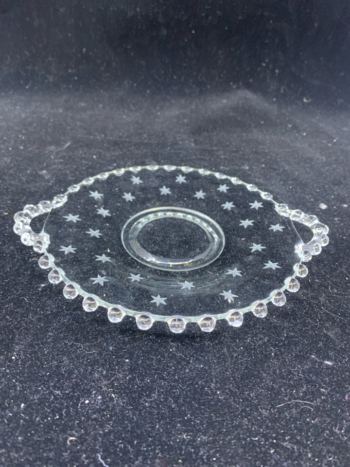 SMALL STAR ETCHED PLATED W BEADED EDGE AND HANDLE.