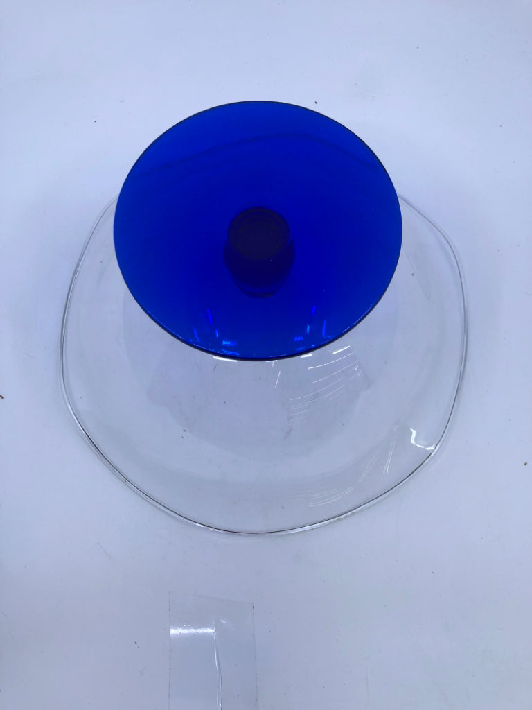COBALT BLUE FOOTED CANDY DISH.