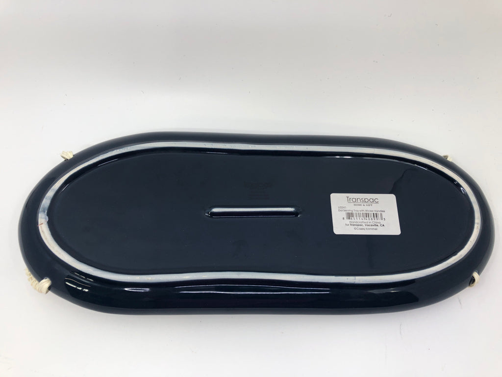 NAVY FLORAL CHEESE TRAY & SPREADER.
