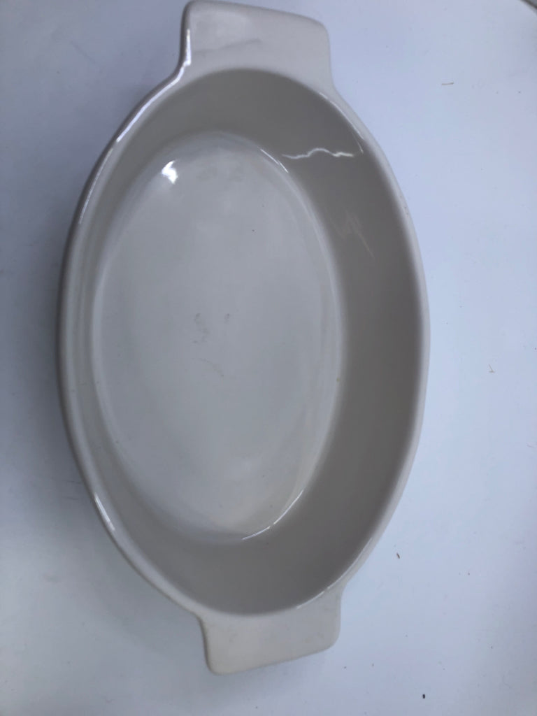 WHITE OVAL "BAKE" DISH-RAE DUNN.