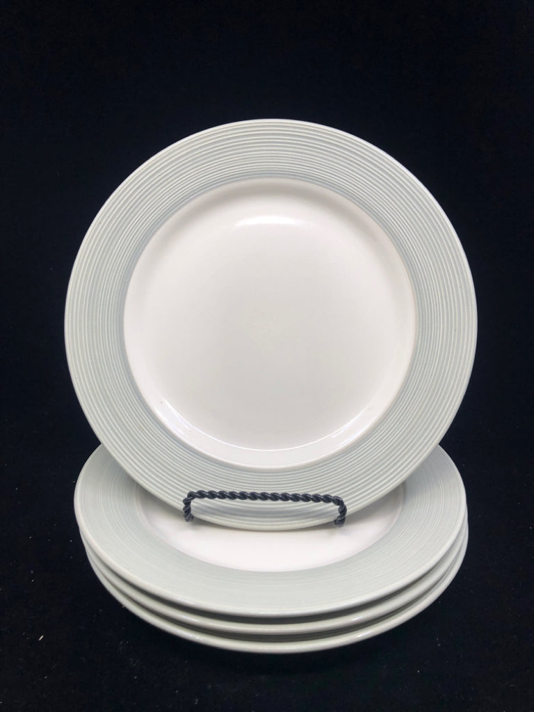 4 TEXTURED RIBBED LUNCH PLATES.