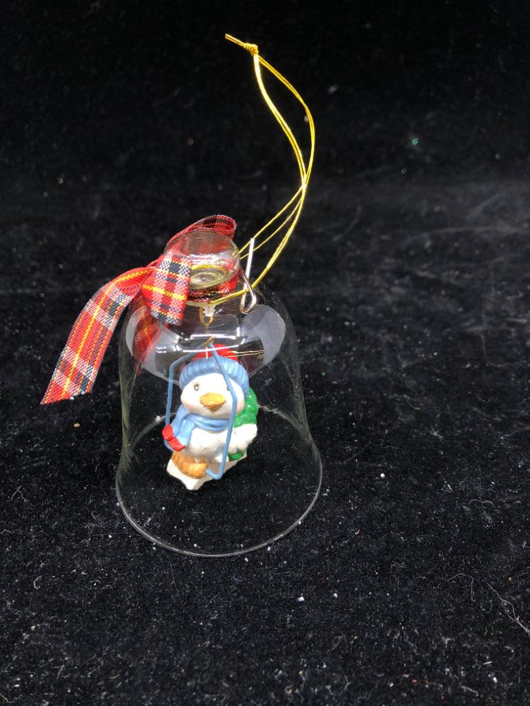 GLASS SNOWMAN BELL.
