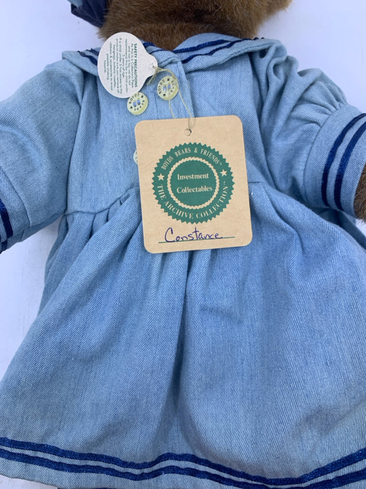 BROWN BEAR W/ BLUE SAILOR DRESS BOYDS BEAR.