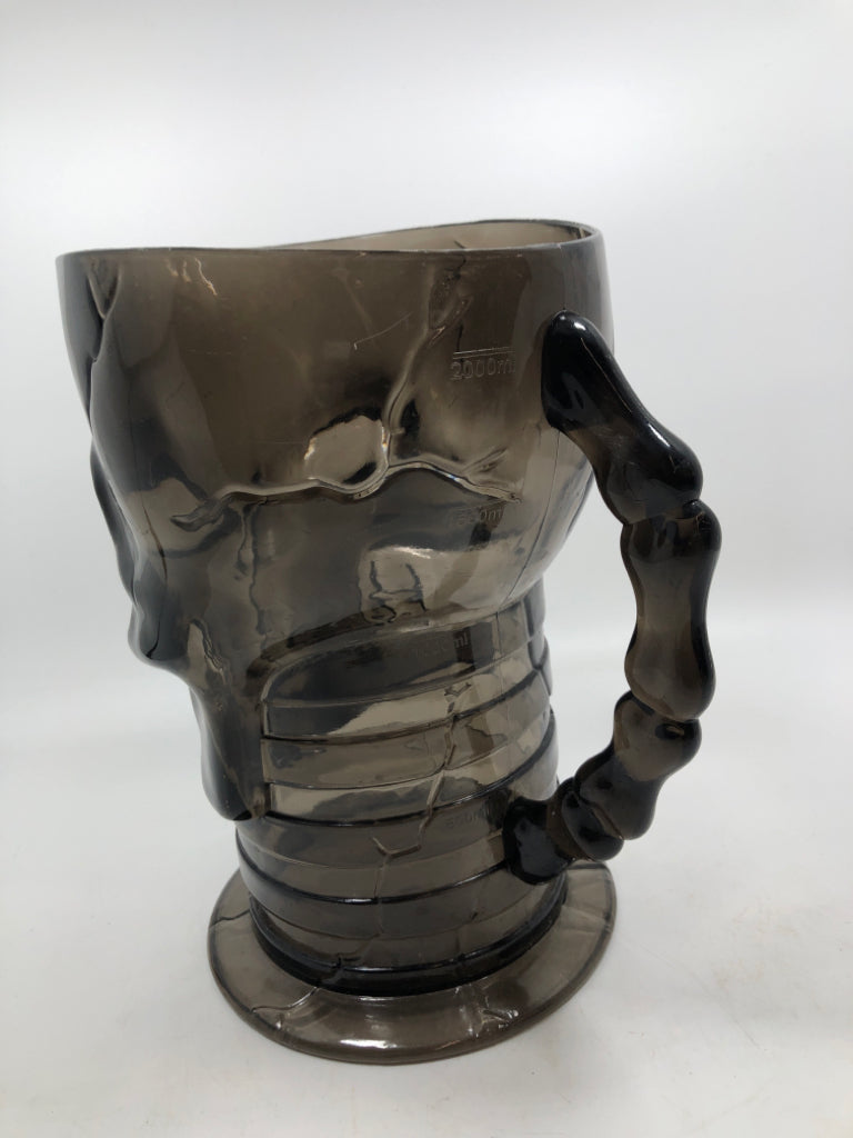BLACK PLASTIC SKULL PITCHER.