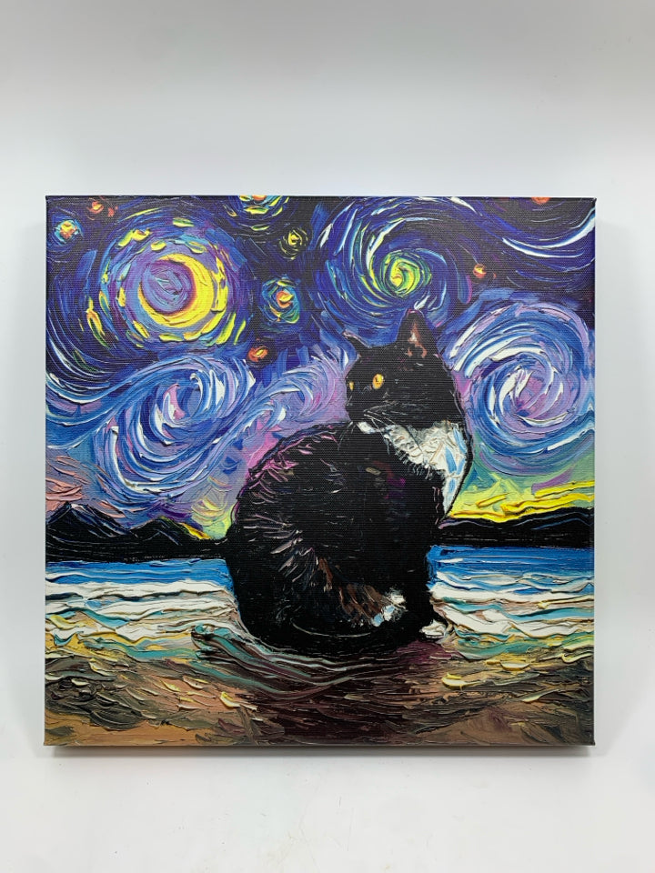 STARRY NIGHT CAT CANVAS.